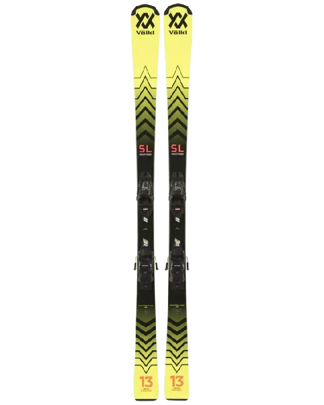 Skis for peak performance in both powder and icy snow-Volkl Racetiger Jr Pro Snow Skis + Marker 7.0 VMotion Jr Bindings - 2024