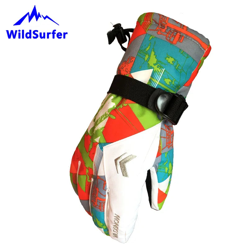 womens chic gloves with decorative stitching-WILD SNOW Winter Thermal Ski / Snowboard Gloves